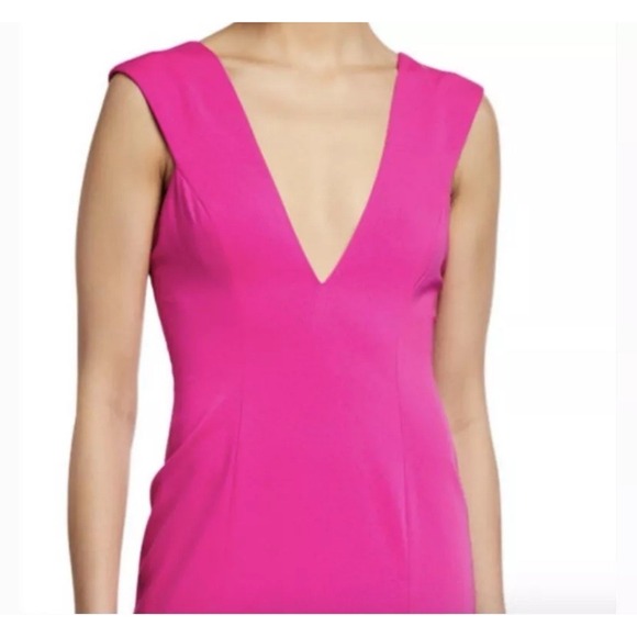 NWT Jay Godfrey Womens Deep V Midi Cocktail Party Dress Sz‎ 10 Fuschia - Picture 4 of 13
